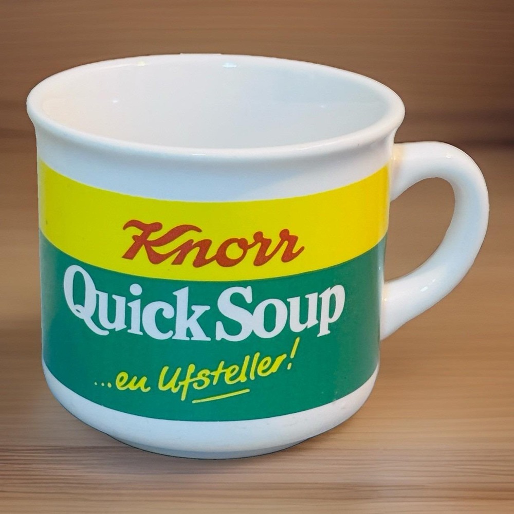 Knorr Quick Soup Mug Cup Green‎ Logo Advertising Kitchen Retro Swiss German